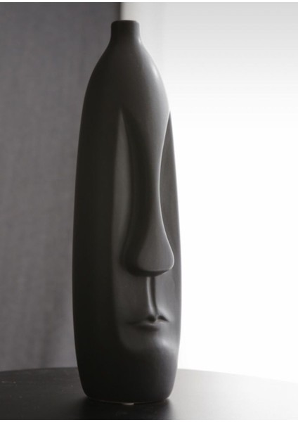 Siyah Renk Soyut Vazo Xxl Boy 40 cm Seramik Iskandinav Tarz