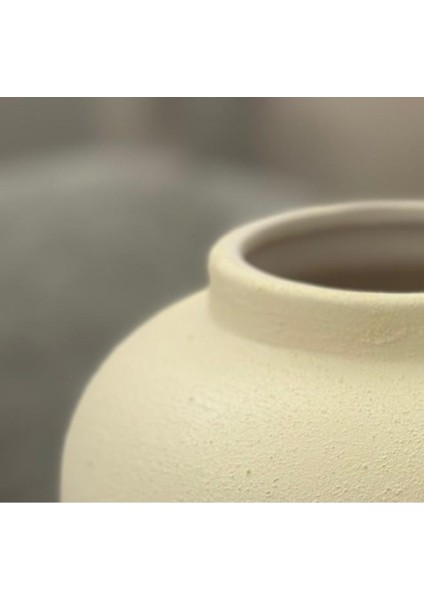 Dokulu Krem Rengi 20 cm Doğal Seramik Dokulu Vazo El Yapımı Sade Bohem Trend Minimalist Tasarım fiyatları