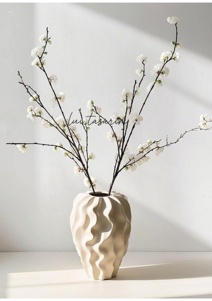 Kiremit Rengi Vazo Stonware Iskandinav Avrupa Modern Seramik Özel Tasarım Xl Boy Mona Vazo