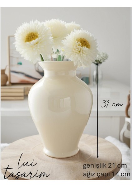 Krem Iskandinav Tarz Cam Xl Boy 31 cm Linda Vazo Krem Rengi fiyatları