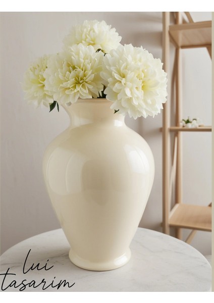 Krem Iskandinav Tarz Cam Xl Boy 31 cm Linda Vazo Krem Rengi modelleri