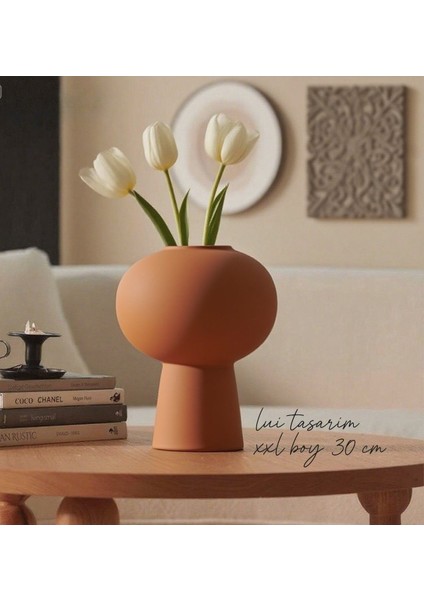 Lotus Vazo Xxl Boy Seramik Kiremit Rengi (Terracota) Modern Ev Ofis Otel Dekorasyon fiyatları