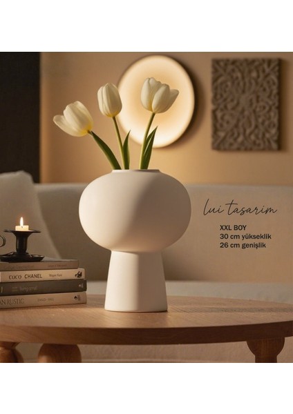 Lotus Vazo Xxl Boy Seramik Kiremit Rengi (Terracota) Modern Ev Ofis Otel Dekorasyon fırsatları