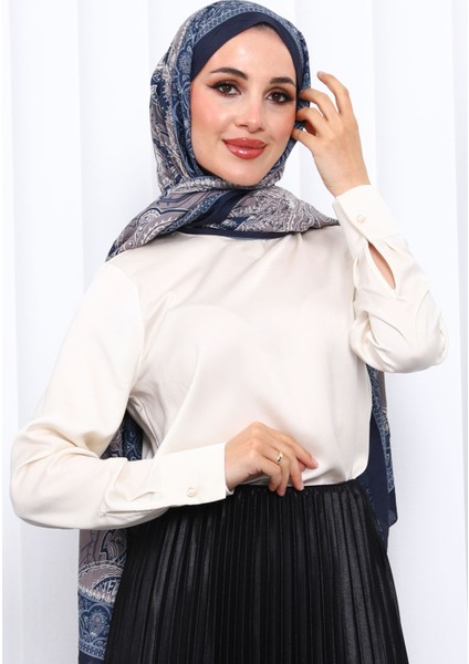 Lacivert Desenli Kraş Şal modelleri