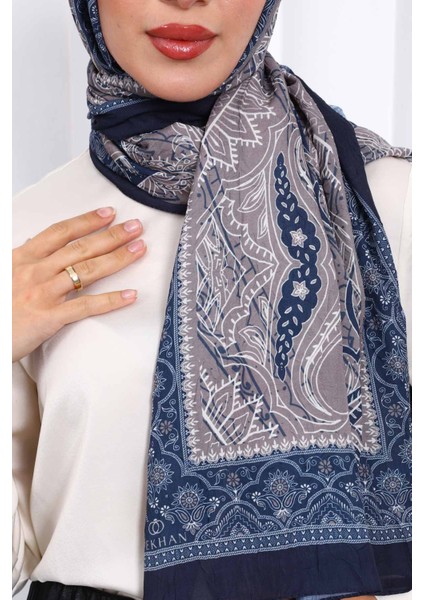 Lacivert Desenli Kraş Şal fırsatları