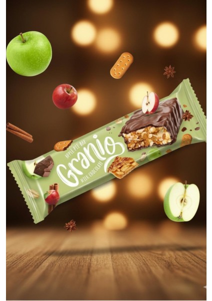 Sütlü Çikolata Kaplamalı Elmalı Tarçınlı Meyveli Bar 40 gr x 12 Adet fiyatları
