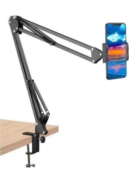 Teleskopik Telefon Tripodu 360 Derece Ayarlanabilir Masaüstü Süspansiyonlu Üst Çekim Yayıncı Standı indirimleri