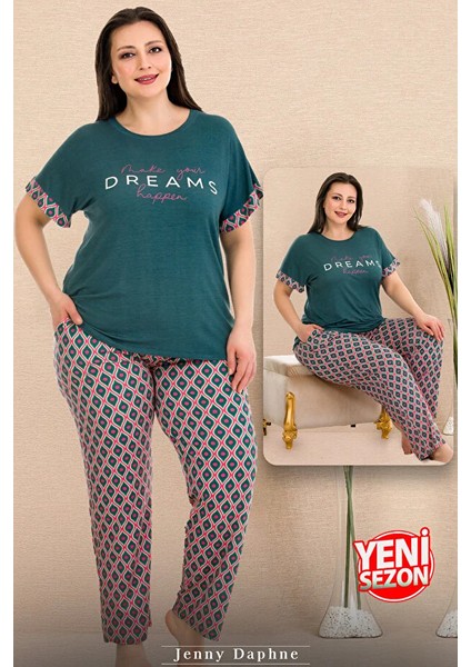 Lady Büyük Beden Viskon Kumaş Kısa Kollu Pijama Takımı modelleri