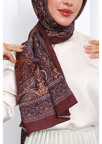 Bordo Desenli Kraş Şal