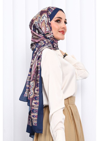 Lacivert Desenli Kraş Şal modelleri