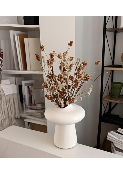 Krem Bohem Yeni Tarz Krem Sade Minimalist Iskandinav Tarzı Milone Vazo Seramik 21*18CM indirimleri