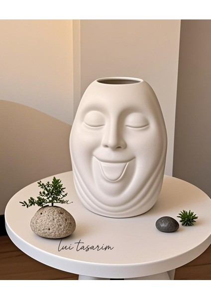 Bohem Tarz Face Tasarım Seramik Trend Iskandinav 23 cm Büyük Xl Sevimli Surat Bonci Vazo indirimleri