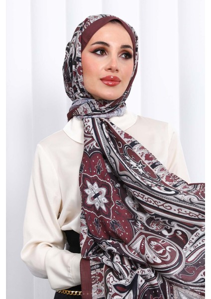 Bordo Desenli Kraş Şal