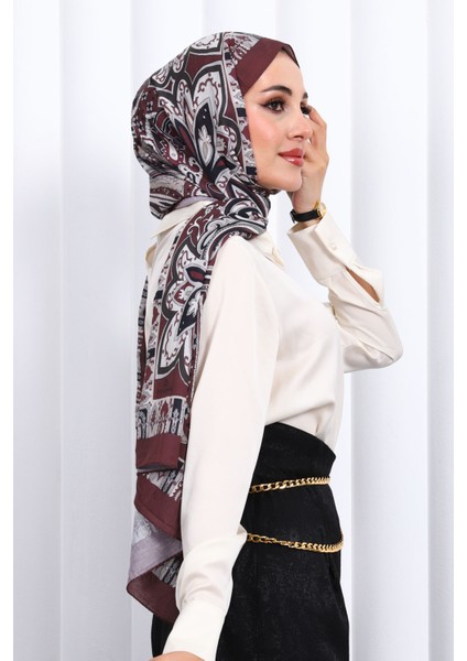Bordo Desenli Kraş Şal modelleri