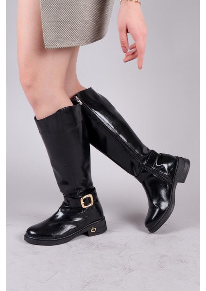 Olabu Gold Tokalı Cilt Düz Çizme Siyah modelleri