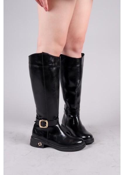 Olabu Gold Tokalı Cilt Düz Çizme Siyah fırsatları