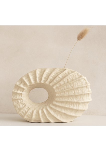 Krem Rengi Deniz Kabuğu Organik Formlu Seramik Modern Dekoratif Vazo 30*20 modelleri