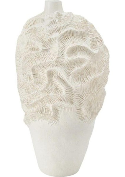 Modern Krem Rengi Xxl Boy Seramik Vazo Korel Vazo 39CM indirimleri