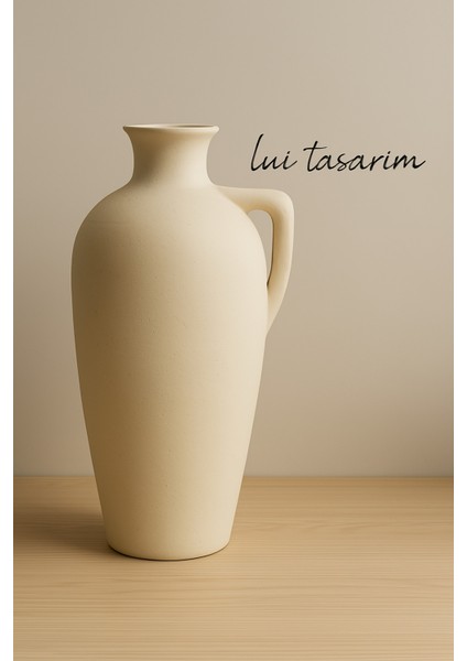 Krem Rengi Dekoratif Xl Boy Testi Doğal Dokulu Iskandinav Sadeliği 32 cm indirimleri