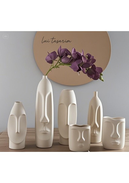 Krem Renk Soyut Vazo Xxl Boy 40 cm Seramik Iskandinav Tarz fiyatları