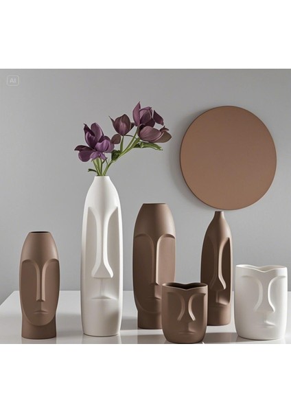Krem Renk Soyut Vazo Xxl Boy 40 cm Seramik Iskandinav Tarz fırsatları