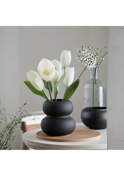 Sade Iskandinav Tarzı Tasarım Vazo Mat Siyah
