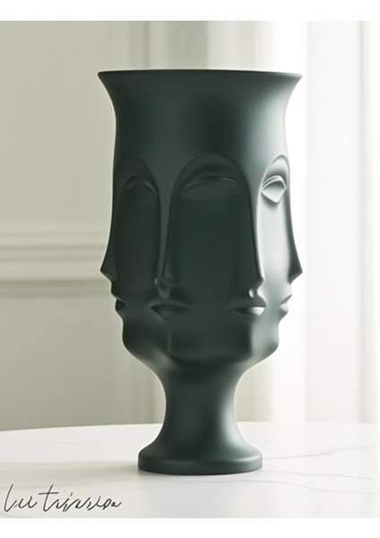 Yeşil Ayaklı Vazo Trend Bohem Buddha Büyük Xl Boy 32 cm Seramik Yeşil Vazo