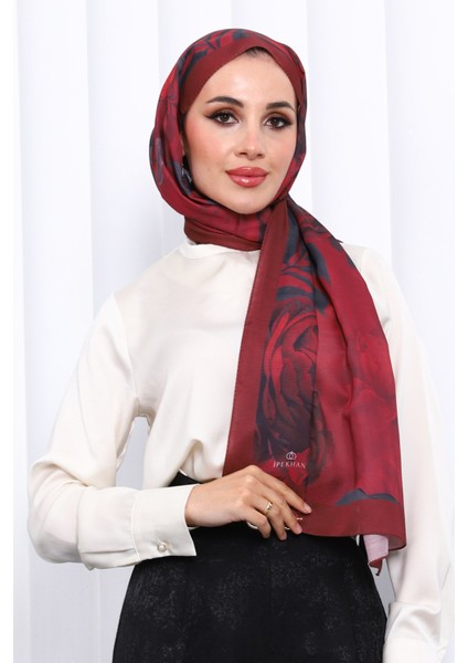 Bordo Desenli Soft Dijital Şal modelleri