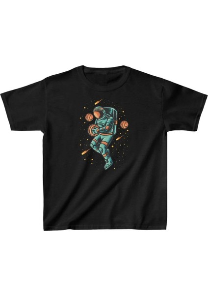 Unisex Çocuk Baskılı T-Shirt - Siyah