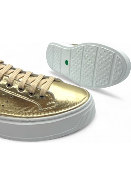 Ravella Hakiki Deri Basic Gold Kadın Sneaker