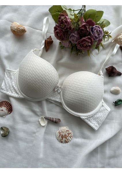 Beyaz Çift Destekli Double Ultra Destekli Push Up Sütyen Çift Dolgulu Ultra Yumuşak Sütyen