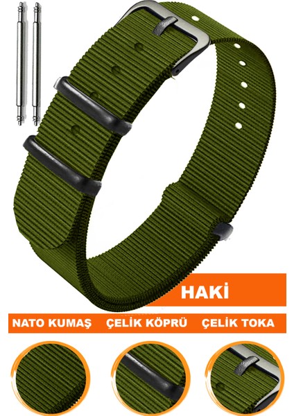 18mm-20mm-22mm-24mm saatlerle uyumlu nato kumaş tekstil saat kordonu kayışı n32nyl1b-yh