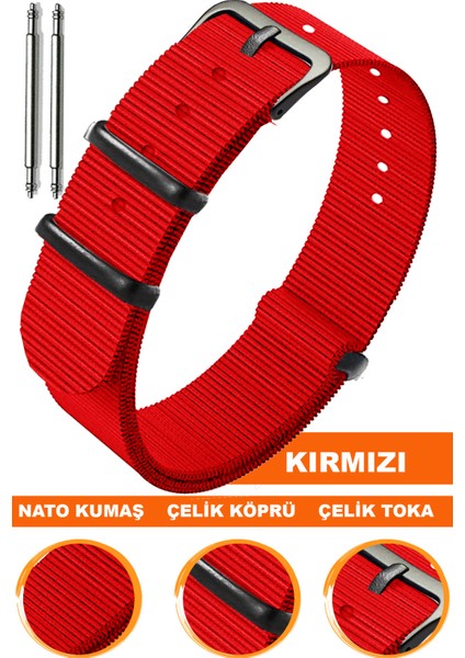 18mm-20mm-22mm-24mm saatlerle uyumlu nato kumaş tekstil saat kordonu kayışı n32nyl1b-r