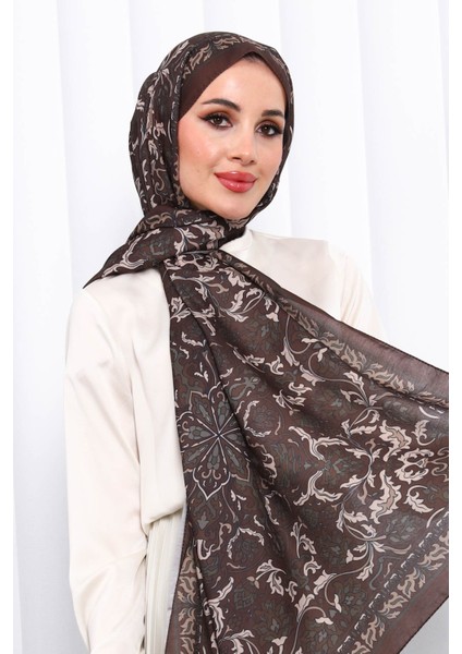Kahverengi Desenli Soft Dijital Şal