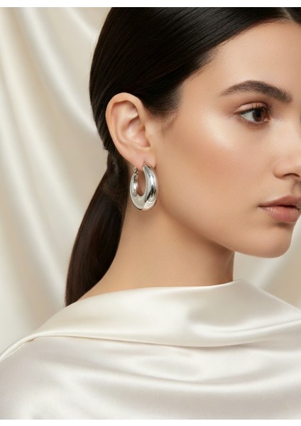 Çelik Tilda Silver Küpe