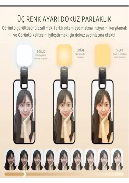 3 Renkli Selfie Işığı Telefon & Laptop , Vlog, Canlı Yayın ve Video Için Mini LED Işık fiyatları