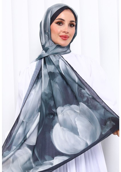 Antrasit Desenli Soft Dijital Şal modelleri