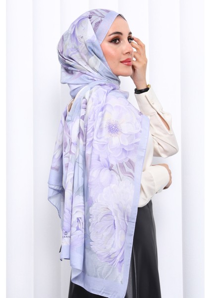 Lila Desenli Soft Dijital Şal