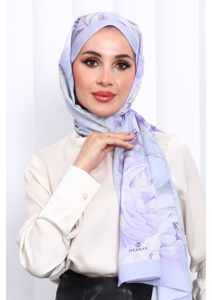Lila Desenli Soft Dijital Şal modelleri