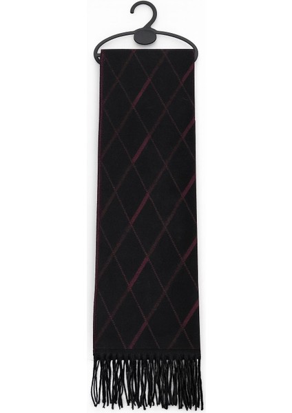 Unisex Floş Yün Desenli Şal Atkı (190 Cm)