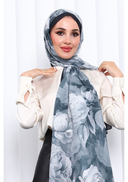 Antrasit Desenli Soft Dijital Şal modelleri