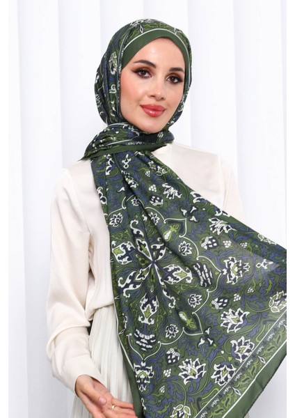 Zümrüt Yeşili Desenli Soft Dijital Şal