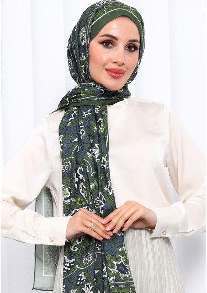 Zümrüt Yeşili Desenli Soft Dijital Şal modelleri