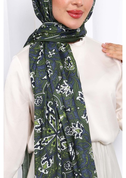Zümrüt Yeşili Desenli Soft Dijital Şal fırsatları