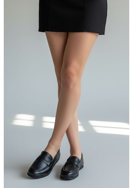 B260700 Iç Dış Hakiki Yumuşak Deri Kadın Siyah Renk Makosen Ayakkabı indirimleri