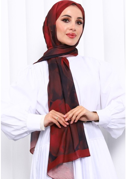 Bordo Desenli Soft Dijital Şal modelleri