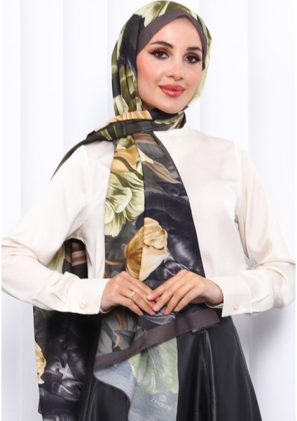 Kahverengi Desenli Soft Dijital Şal modelleri