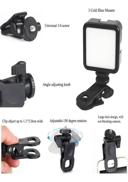3 Renkli Selfie Işığı Telefon & Laptop , Vlog, Canlı Yayın ve Video Için Mini LED Işık modelleri