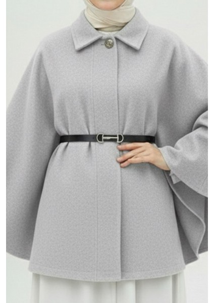 Gri Kemerli Kaşe Panço