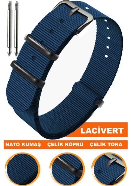 18mm-20mm-22mm-24mm saatlerle uyumlu nato kumaş tekstil saat kordonu kayışı n32nyl1b-l